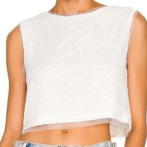 NONchalant White Celia Sequin Crop Top Size S